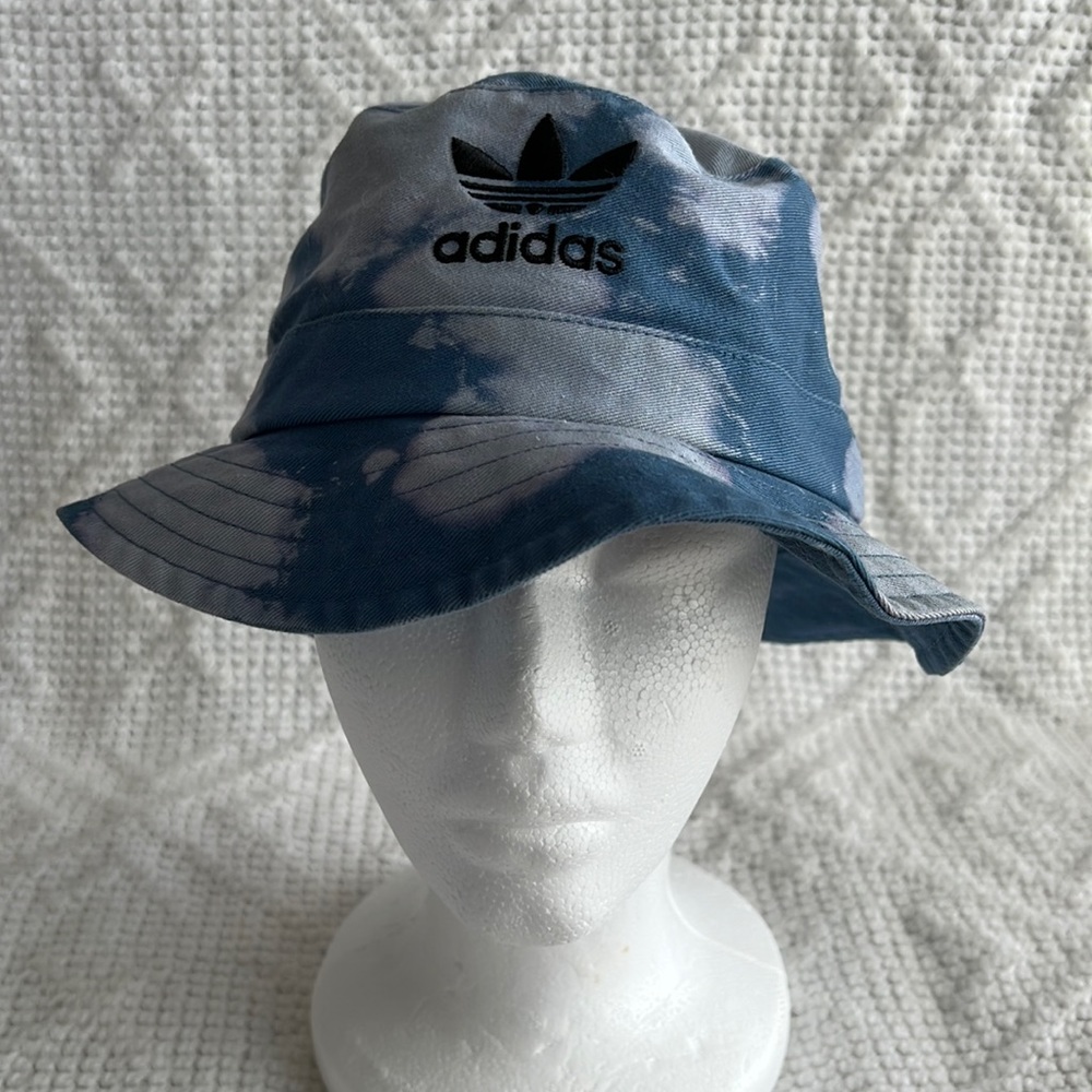 adidas Blue Tie-Dye Bucket Hat with Black Logo
